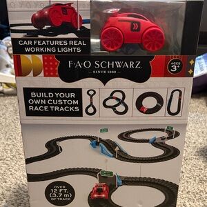 FAO Schwarz Red Racing Car Track Set with Lights